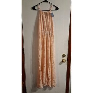 NWT Gaya Dress Peachy Pink‎ L Grecian Style $100 Halter Maxi